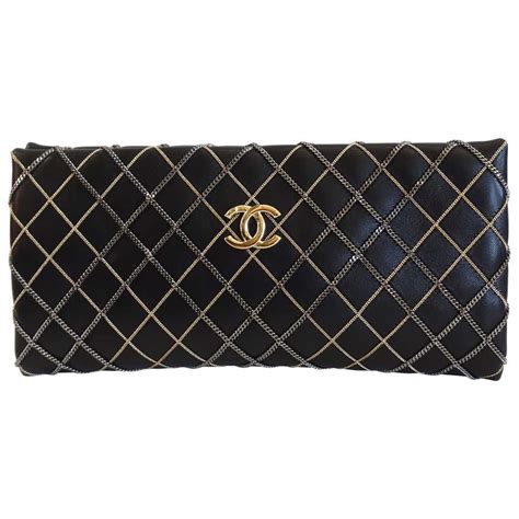 chanel white leather clutch|Chanel clutch with chain black.